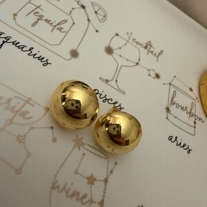 Shiny Gold Dome Statement Stud Earrings